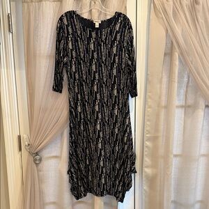 Kosher Casual Black Geometric Patterned MIDI Modest Dress Size Large